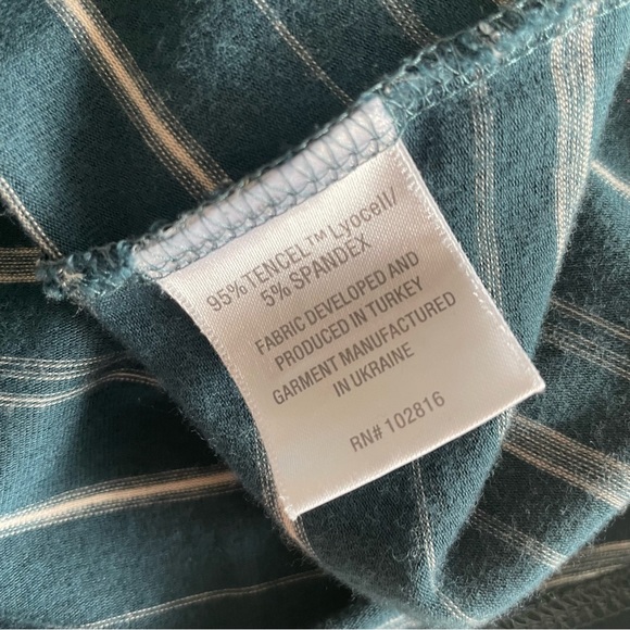 Garnet Hill seamed knit trapeze dress green Stripes Tencel Blend Size Large - Picture 3 of 5